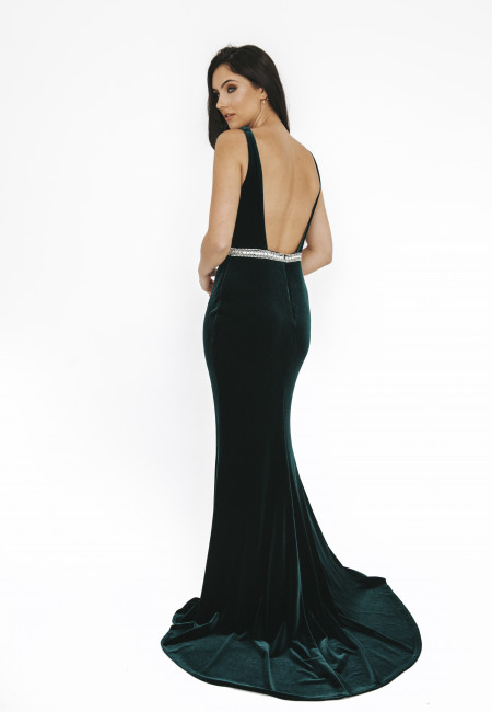 Dynasty-London Green Velvet Prom Dress / Evening Dress